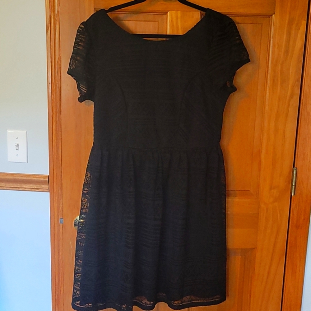 Black lace dress..14W..Three pink hearts